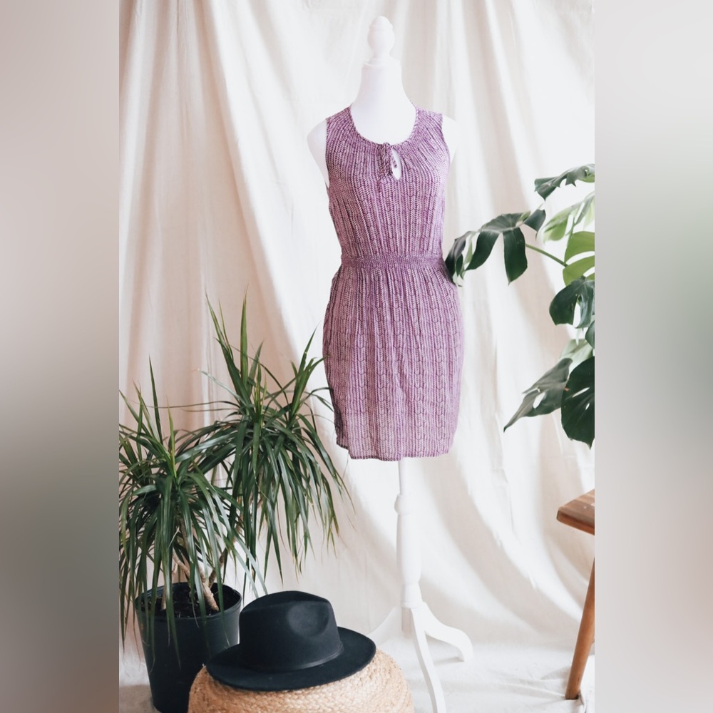 Purple and white patterned dress